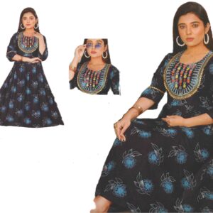 Semi Traditional Black Kurti