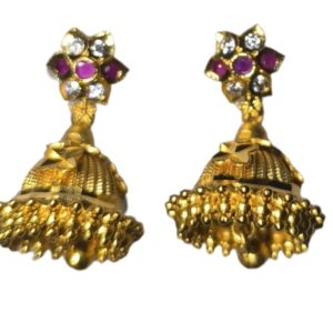 Floral stud top  jhumka-style earring