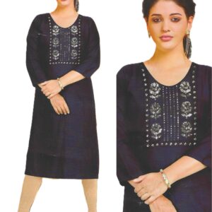 Deep black hue with exquisite detailing Kurti