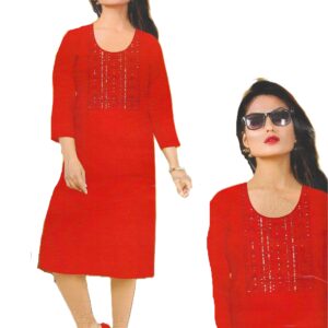 Kurti in a rich Red hue