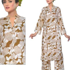 Sophisticated brown and white floral printed co-ord set