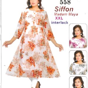 Flowery Orange Flowy Kurti