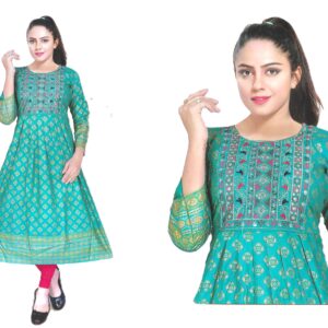 Traditional Turquoise Green Motif Kurti