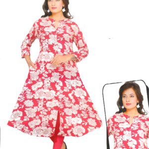 Red Flowy Flower Kurti