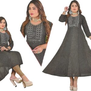 Black and beige Anarkali-style kurti