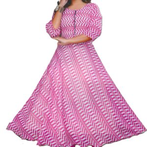 Vibrant pink and white geometric print kurti