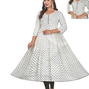 Vibrant pink and white geometric print kurti.