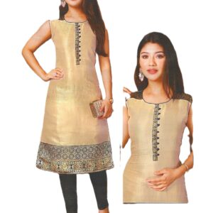Rich black embroidery and a golden sheen Kurti