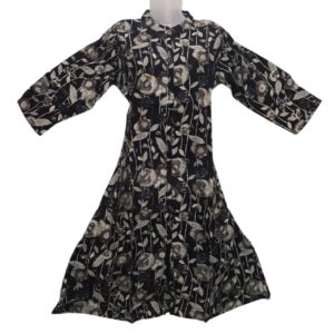 Black A-Line Floral Printed Kurti - AZE-1022-L