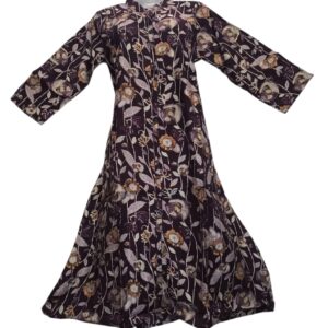 Deep Plum Elegant Floral A-Line Kurti - AZE-1025-L