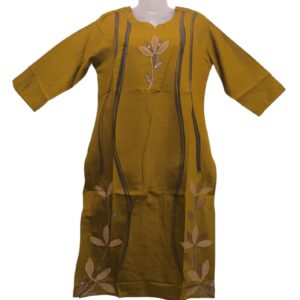 Mustard Yellow Straight Line Kurti - AZE-1026-L