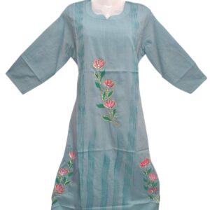 Light Teal Blue Straight Kurti - AZE-1029-L