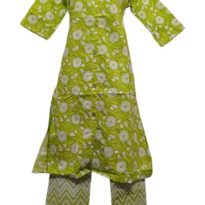 Green Floral Printed Kurti with matching Pant - AZE-1030-L