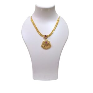 Thick Intricately Woven Gold Chain Dual-Layer Pendant Necklace